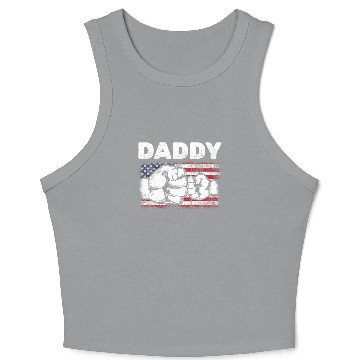 Discover Dad & Son Fist Bump American Daddy US Flag Crop Tank Top