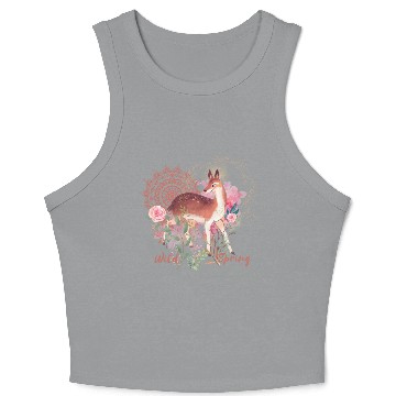 Discover Sweet Deer In Wild Spring - 3 Crop Tank Top