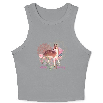 Discover Sweet Deer In Wild Spring - 7 Crop Tank Top