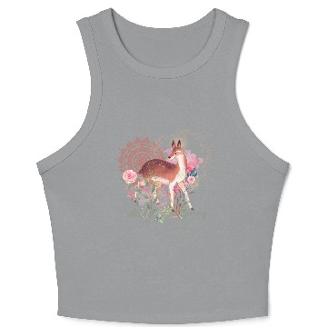 Discover Sweet Deer In Wild Spring - 8 Crop Tank Top