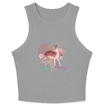 Discover Sweet Deer In Wild Spring - 13 Crop Tank Top