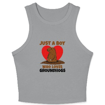 Discover Just A Boy Who Loves Groundhog Crop Tank Top