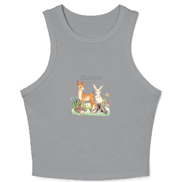 Discover Waldtier Forest Animal Deer Hare Hedgehog Flowers Crop Tank Top