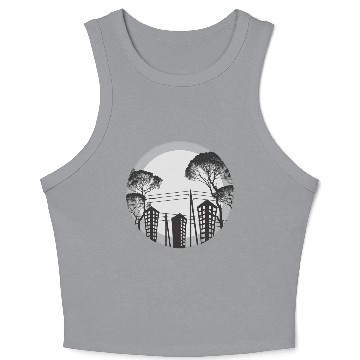 Discover Black Tree Building Crop Tank Top