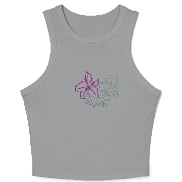 Discover Tropical leaf and hibiscus Crop Tank Top