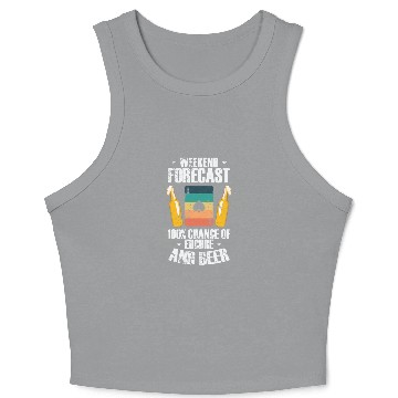 Discover Weekend Forcast 100% Chance of Euchre and Beer Crop Tank Top