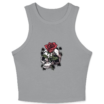 Discover Bullets and Skull Roses Aesthetic Dripping Pattern Crop Tank Top