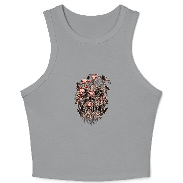 Discover Bullets and Skull Roses Aesthetic Dripping Pattern Crop Tank Top
