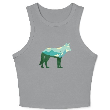 Discover Mountain Wolf Crop Tank Top