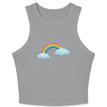 Discover Colorful Rainbow With Clouds Crop Tank Top