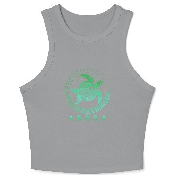 Discover Aruba Tribal Turtle Crop Tank Top