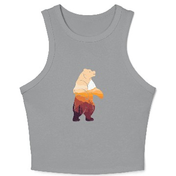 Discover Mountain Silhouette Bear Wilderness Camping Crop Tank Top