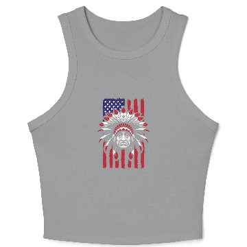 Discover Native American Chief US Flag Indian Crop Tank Top