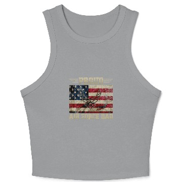 Discover Proud Air Force Dad Veteran Us Flag Crop Tank Top