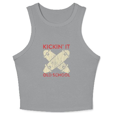 Discover Funny Skateboard Kickin' It Old School Skateboarde Crop Tank Top