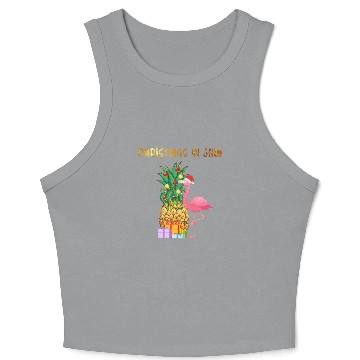 Discover Christmas In July Pineapple Xmas Tree Lights Crop Tank Top