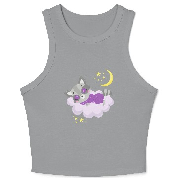 Discover cute raccoon sleeping in cloud Crop Tank Top