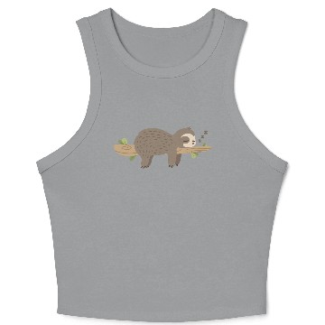 Discover sleeping sloth on tree branch Crop Tank Top