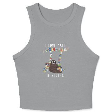 Discover I Love Math and Sloths Funny Mathematics Pi Day Crop Tank Top