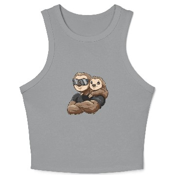 Discover Strong sloth with baby sloth child for a Sloth Crop Tank Top