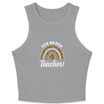 Discover 4th Grade Teacher Leopard Rainbow Back To School Crop Tank Top
