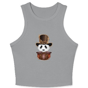Discover Steampunk panda bear with antique top hat look Crop Tank Top
