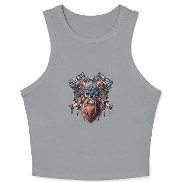 Discover Viking Warrior Skull Crop Tank Top