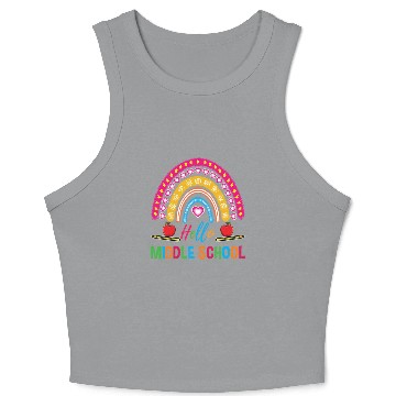 Discover Hello Middle School Teacher Rainbow Crop Tank Top