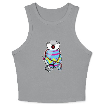 Discover Funny Easter Egg Nurse Stethoscope Syringe RN Crop Tank Top