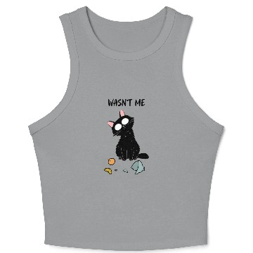 Discover Wasn't Me Naughty Black Cat Design Crop Tank Top