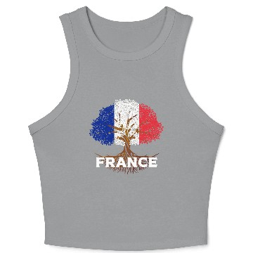 Discover France Flag Tree Crop Tank Top