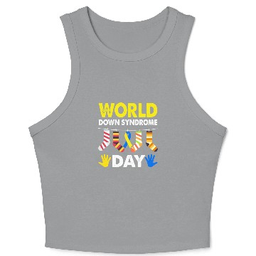 Discover World Down Syndrome Day Yellow Blue Ribbon Crop Tank Top
