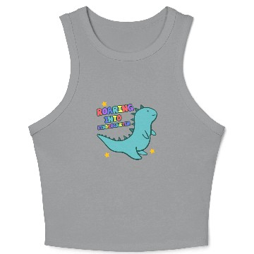 Discover Roaring Into Kindergarten Cute Dinosaur Back To Crop Tank Top