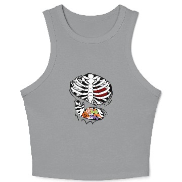 Discover Halloween Ripped Skeleton Rib Cage Candy Sweets Crop Tank Top