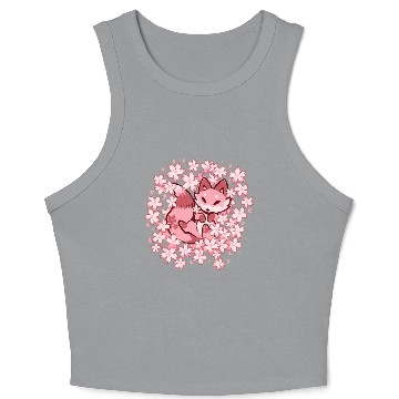 Discover Cherry Blossom Fox Crop Tank Top