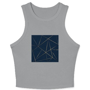 Discover Luxury Gold Navy Blue Geometric Polygon Crop Tank Top
