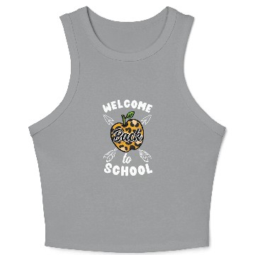 Discover Welcome Back To School Leopard Print Crop Tank Top