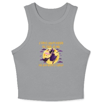 Discover Witch and Flamingo Halloween Crop Tank Top