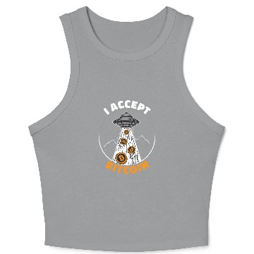 Discover Cryptocurrency I Accept Bitcoin UFO Crop Tank Top