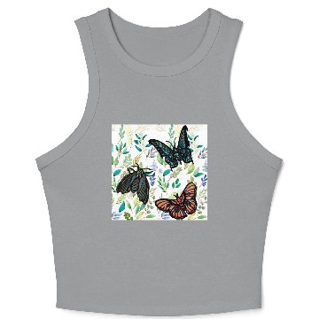 Discover Two Butterflies and A Moth Crop Tank Top