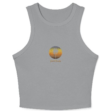 Discover Retro Souvenir Saint Barts Sunset Distressed Crop Tank Top
