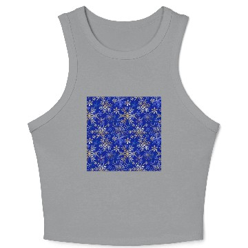 Discover Snowflakes Pattern Blue Gold Crop Tank Top