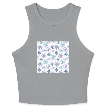 Discover Modern Snowflakes Pattern White Crop Tank Top