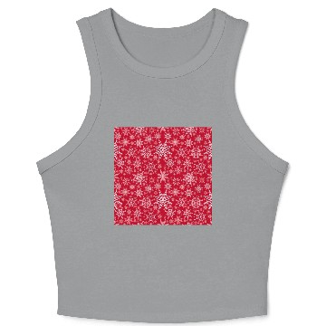 Discover Snowflakes Pattern Red White Crop Tank Top