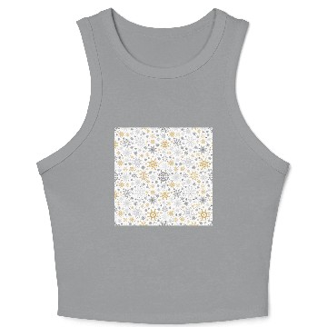 Discover Modern Snowflakes Pattern White Gold Crop Tank Top