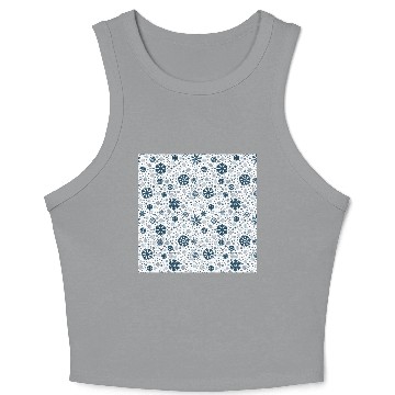 Discover Modern Snowflakes Pattern White Blue Crop Tank Top