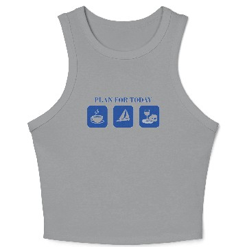 Discover Sail Logo Wine Blue Crop Tank Top