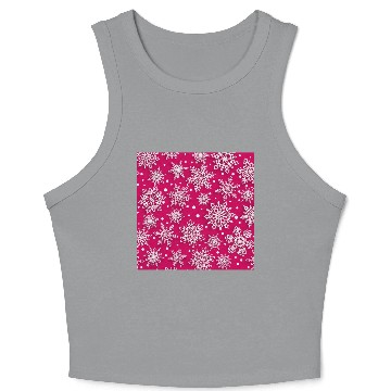 Discover Elegant Pink Snowflakes Pattern Crop Tank Top