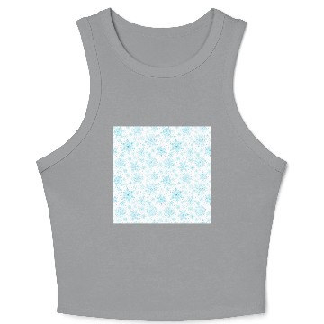 Discover Modern Snowflakes Pattern White Teal Crop Tank Top