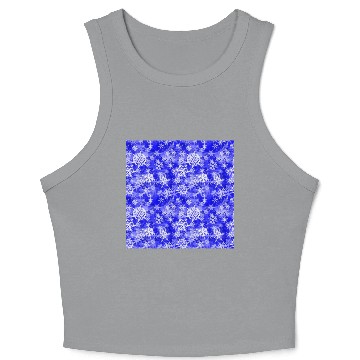 Discover Navy Blue White Snowflakes Pattern Crop Tank Top